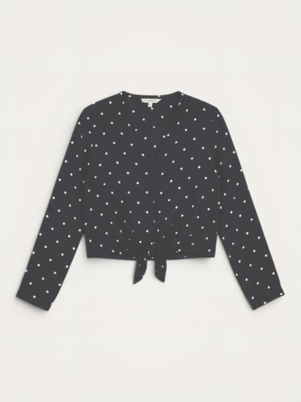 Rails Sloane Navy White Polka Dot Tie Front Blouse Small